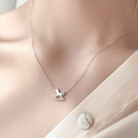 NEW 925 Sterling Silver Diamond Horse Necklace - Picture 2 of 14